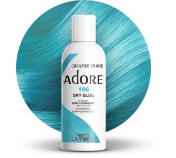 Adore Semi Permanent Hair Color – Vegan and Cruelty-Free Blue Hair Dye – 4 Fl Oz – 196 Sky Blue (Pack of 1)