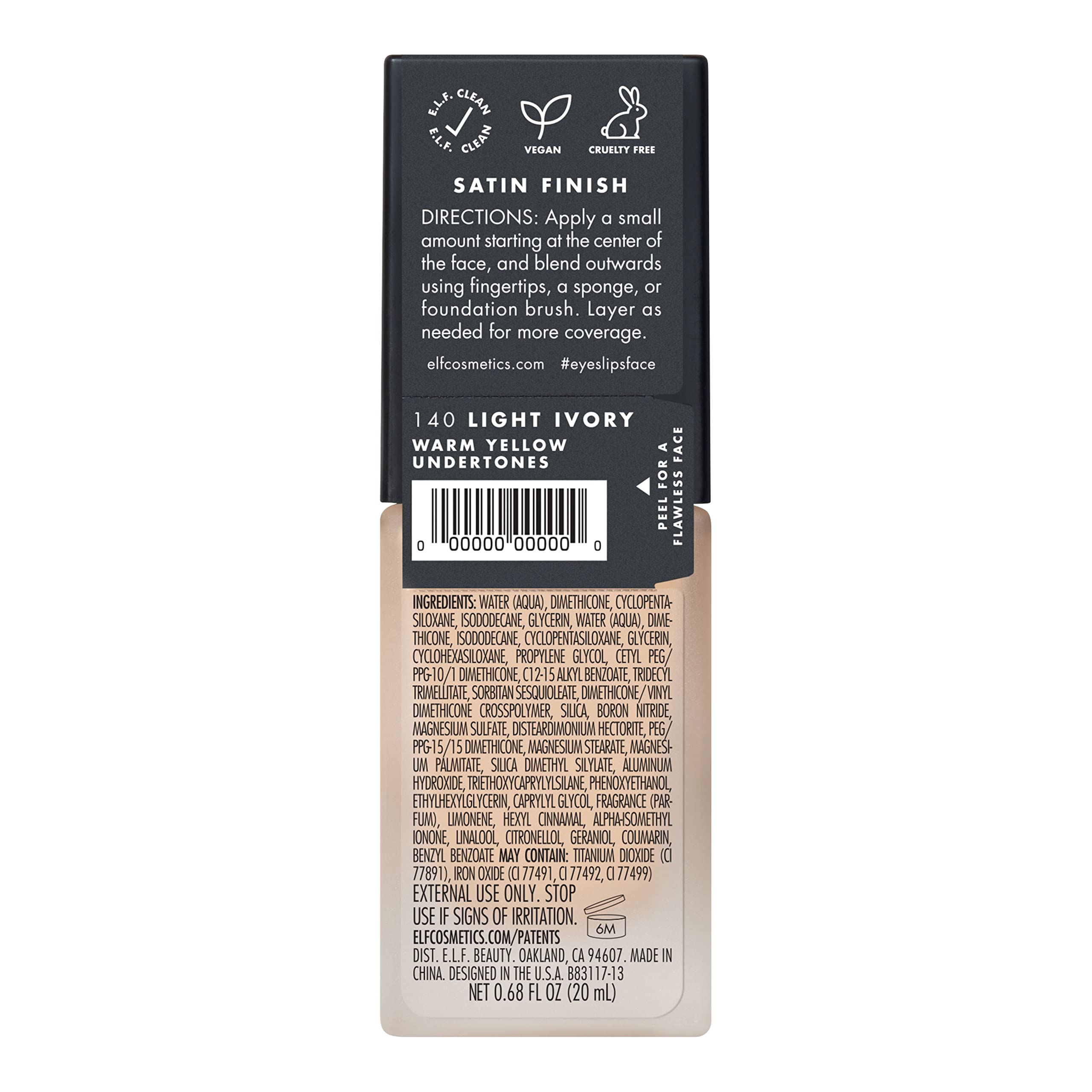 e.l.f. Flawless Finish Foundation, Lightweight & Medium Coverage, Semi-Matte Finish, Light Ivory, 0.68 Fl Oz (20mL) - Image 6