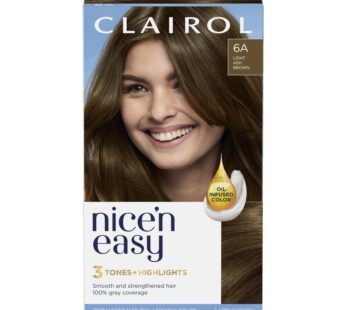 Clairol Nice’n Easy Permanent Hair Dye, 6A Light Ash Brown Hair Color, Pack of 1 (Packaging May Vary)