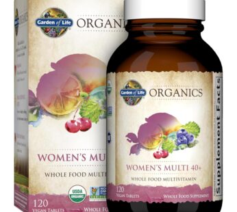 Garden of Life Organics Vitamins for Women 40 Plus – 120 Tablets, Womens Multi 40 Plus, Vegan Vitamins for Women Over 40, Hormone & Breast Health Support Blend, Whole Food Womens Multivitamin