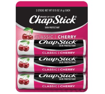 ChapStick Classic Cherry Lip Balm Tubes for Lip Care – 0.15 Oz (Pack of 3)