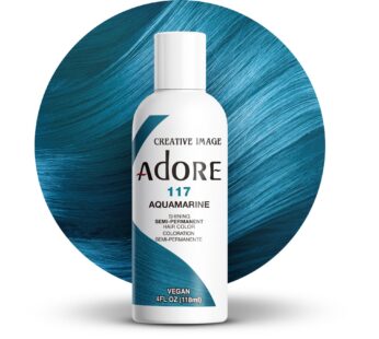 Adore Semi Permanent Hair Color – Vegan and Cruelty-Free Blue Hair Dye – 4 Fl Oz – 117 Aquamarine (Pack of 1)