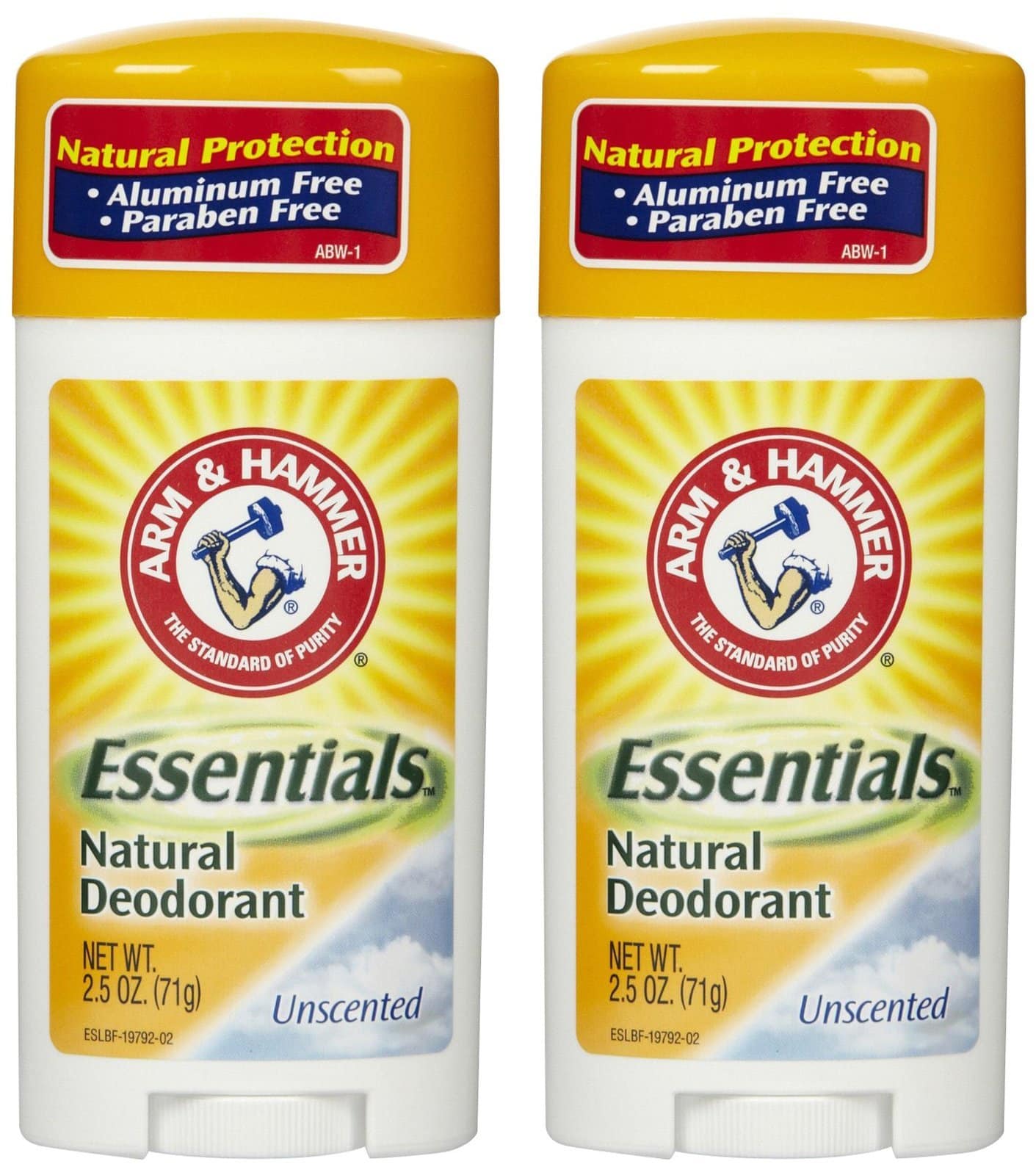 Arm & Hammer Essentials Natural Deodorant, Unscented - 2.5 oz - 2 pk