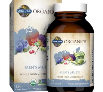 Garden of Life Organics Whole Food Multivitamin for Men, 120 Tablets, Vegan Mens Vitamins and Minerals for Mens Health and Well-Being, Certified Organic Vegan Mens Multi
