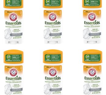 Arm & Hammer Essentials Solid Deodorant, Unscented,2.5 oz, 6 Count