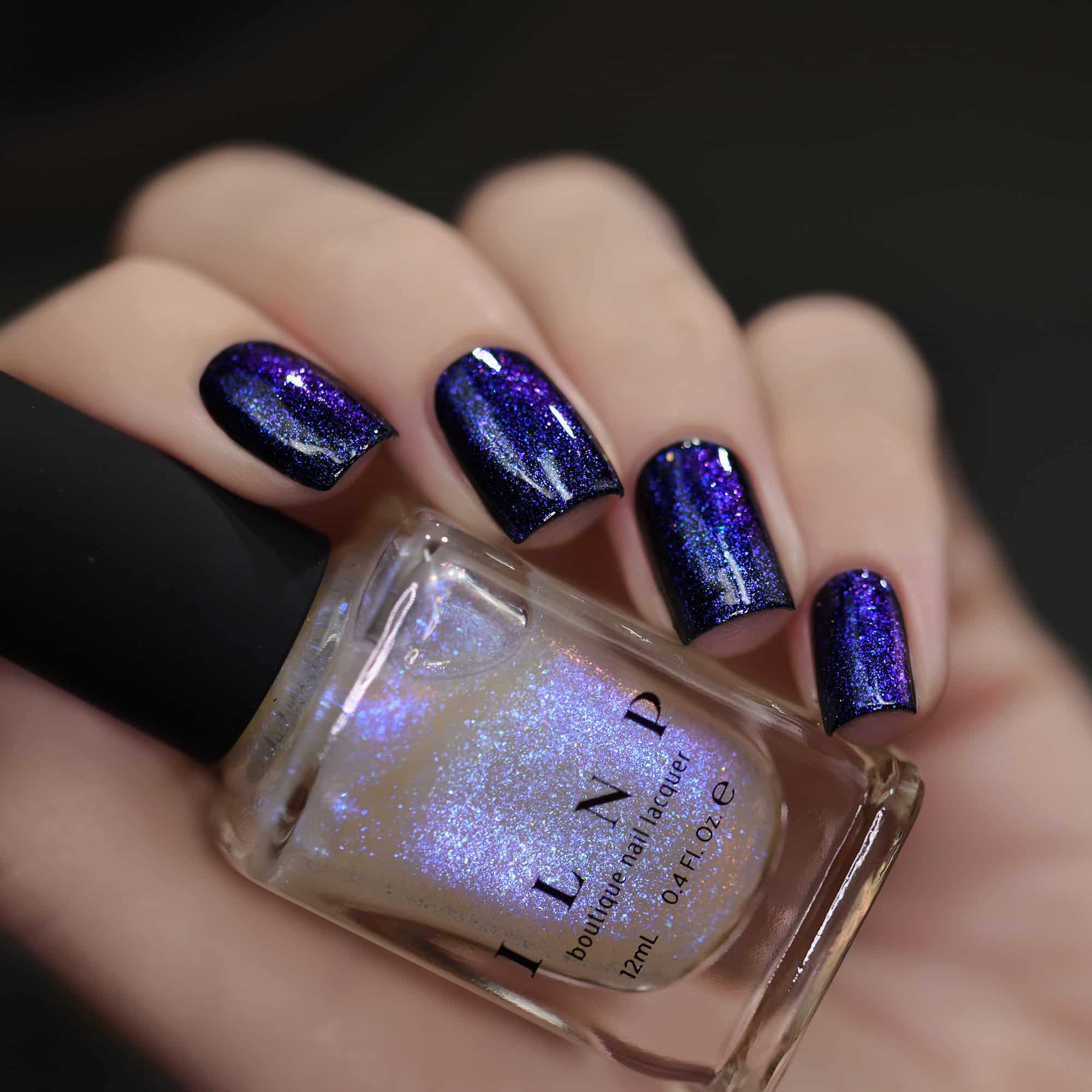 ILNP Abyss - Glowing Blue, Deep Purple Iridescent Topper Nail Polish - Image 2
