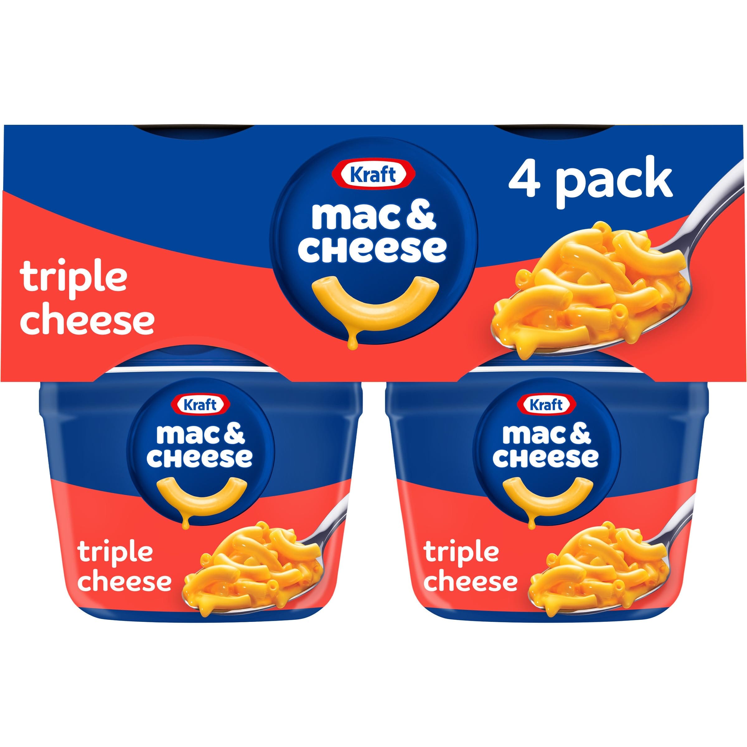 Kraft Triple Cheese Macaroni & Cheese Easy Microwavable Dinner, 2.05 Ounce, 4 Count (Pack of 1)