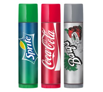 Lip Smacker Coca-Cola Flavored Lip Balm Set, Flavors, Sprite, Coke, Barq’s Root Beer, For Kids, Men, Women, 3 Count (Pack of 1)