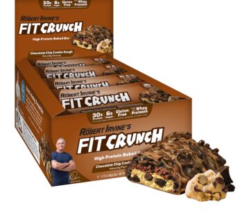 FITCRUNCH Full Size Protein Bars, Designed by Robert Irvine, 6-Layer Baked Bar, 6g of Sugar, Gluten Free & Soft Cake Core (Chocolate Chip Cookie Dough)