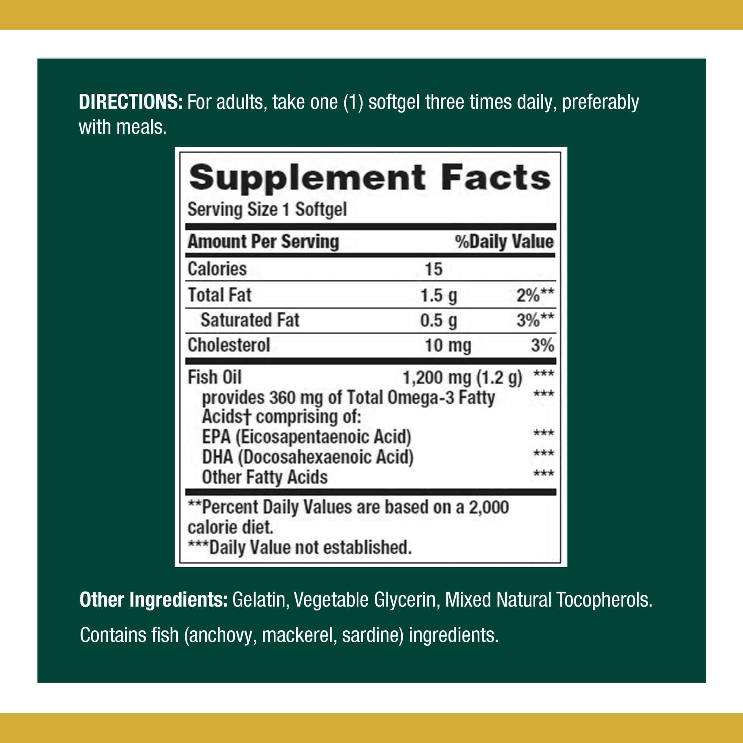 Nature's Bounty Fish Oil 1200 mg, 120 Count - Image 2