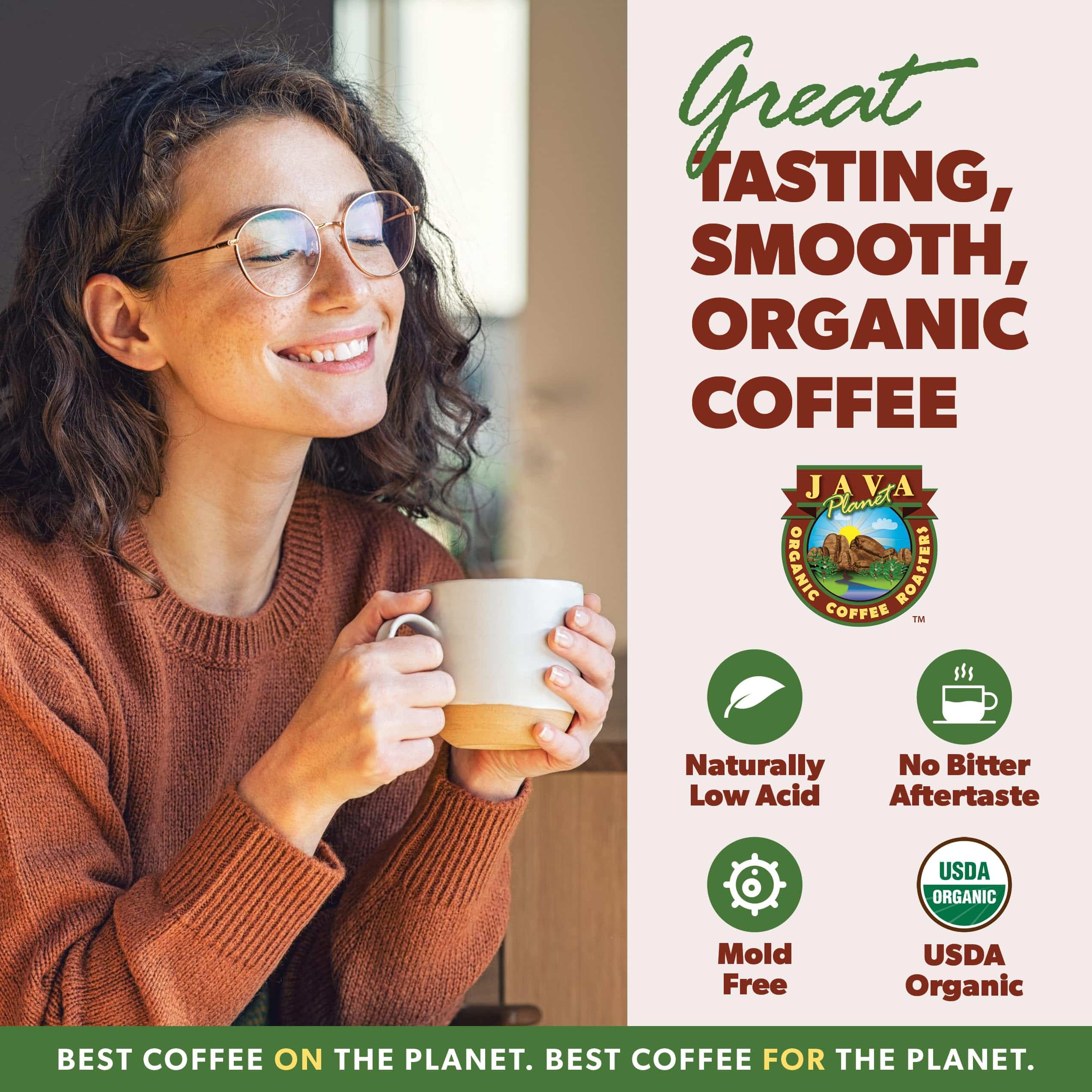 Java Planet Low Acid Coffee, Organic Colombian Single Origin: Whole Bean Medium Dark Roast - Smooth Full Flavored Coffee Bean, Two 1LB Bags - Image 2