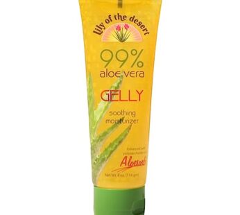 Lily Of The Desert Gelly Moisturizer – 99% Organic Aloe Vera Gel for Skin, After Sun Care with Aloe, Vitamin E Oil, and Vitamin C for Sunburn Relief, 8 Fl Oz