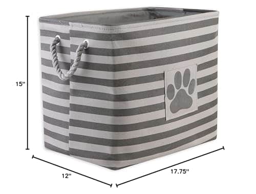Bone Dry Pet Storage Collection Striped Paw Patch Bin, Large Rectangle, Gray - Image 11