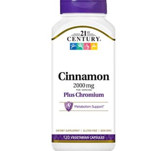 21st Century Cinnamon 2000 mg Per Serving Plus Chromium Vegetarian Capsules 120 count
