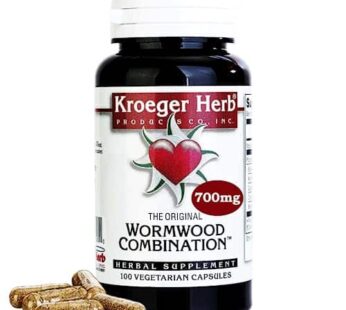 Kroeger Herb Wormwood Combination Vegetarian Capsules with Black Walnut Leaves, Wormwood, Quassia, Cloves, Male Fern, 100 Count