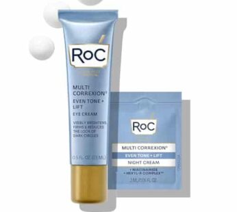 RoC Multi Correxion 5 in 1 Anti-Aging Eye Cream for Puffiness, Under Eye Bags & Dark Circles, Skin Care Treatment with Shea Butter, (.5 oz) with Night Cream Packette (Packaging May Vary)