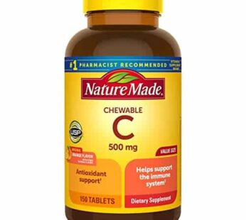 Nature Made Chewable Vitamin C 500 mg Tablets, 150 Count Value Size to Help Support the Immune System (Pack of 3)