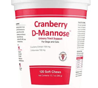 Cranberry D-Mannose Urinary Tract Support Supplement for Cats and Dogs – Cranberry Extract, D-Mannose, Vitamin C – Bladder and UTI Treatment – Made in USA – 120 Soft Chews