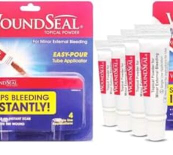 WoundSeal Powder 4 Each (Pack of 2) – Wound Care First Aid for Cuts, Scrapes and Abrasions – Stops Bleeding in Seconds Without Stitches or Bandages – Safe and Effective for People of All Ages and Pets