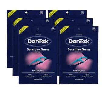 DenTek Comfort Clean Sensitive Gums Floss Picks, Soft & Silky Ribbon, 150 Count, 6 Pack (Blue)