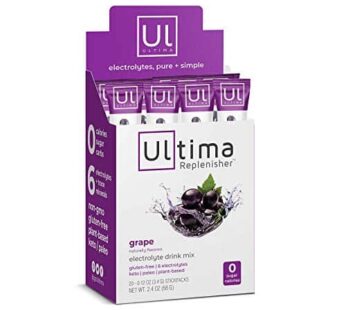 Ultima Replenisher Hydrating Electrolyte Powder, Grape, 20 Count Box, no Sugar, no Carbs, no Calories, Keto, Gluten-Free, Non-GMO, Vegan