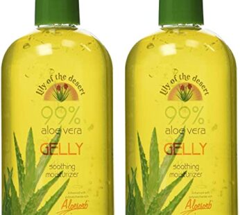 Lily Of The Desert Gelly Moisturizer – 99% Organic Aloe Vera Gel for Skin, After Sun Care with Aloe, Vitamin E Oil, and Vitamin C for Sunburn Relief, 12 Fl Oz (Pack of 2)
