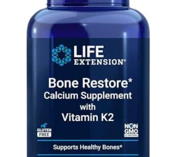 Life Extension Bone Restore + Vitamin K2 Vitamins & Minerals Maintain Bone Health & Strength – Fortifying Nutrients Calcium, D3 & Important Bone Building Minerals – Non-GMO, Gluten-Free -120 Capsules