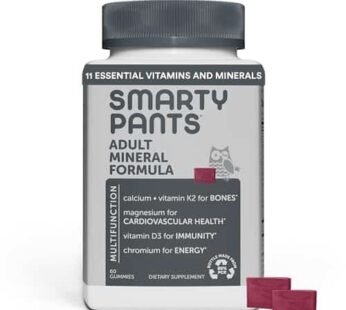 SmartyPants Mineral Chews: Magnesium Citrate & Calcium Supplement with Vitamin D3, Vitamin C, Vitamin K2, Zinc & Selenium for Immune Support, 60 Count (30 Day Supply)