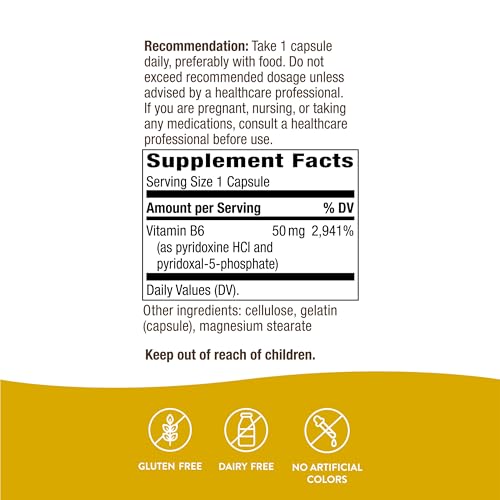 Nature's Way Vitamin B-6 Supplement, Cellular Energy Support*, 50mg per Serving, 100 Capsules - Image 4