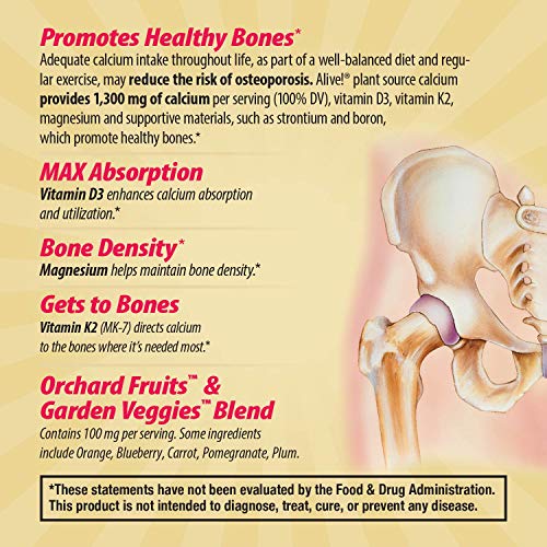 Nature's Way Alive! Calcium Max Absorption, Bone Support*, Plant Source Calcium, Vitamin D3 & K2, Magnesium, 60 Tablets (Packaging May Vary) - Image 10