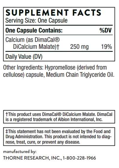 Thorne Calcium - (Formerly DiCalcium Malate) - Chelated Calcium for Enhanced Absorption with DimaCal for Bone Density Support - 120 Capsules - Image 2