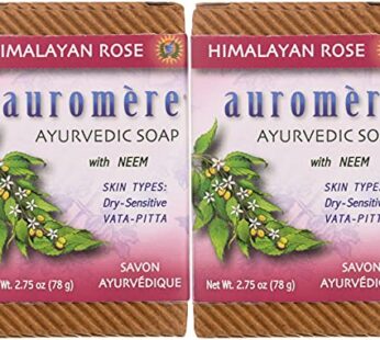 Auromere Ayurvedic Bar Soap, Himalayan Rose – Eco Friendly, Handmade, Vegan, Cruelty Free, Natural, Non GMO (2.75 oz), 2 pack
