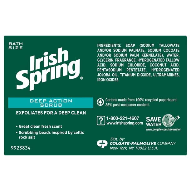 Irish Spring Deep Action Smoothening,Moisturizing,Exfoliating Scrub Bar Soap 3 Pack - Image 6