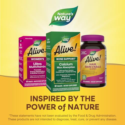 Nature's Way Alive! Calcium Max Absorption, Bone Support*, Plant Source Calcium, Vitamin D3 & K2, Magnesium, 60 Tablets (Packaging May Vary) - Image 7