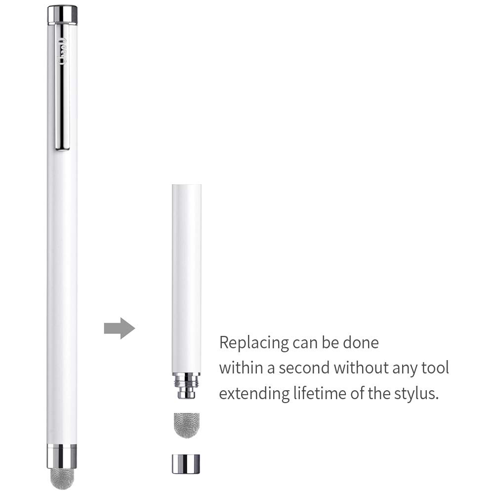 Stylus Pens for Touch Screens, ChaoQ 4 Pcs Mesh Fiber Stylus, with 4 Replaceable Mesh Tips and 4 Replaceable Rubber Tips (Silver, Black, White, Champagne) - Image 5