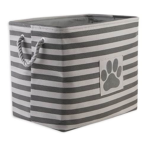 Bone Dry Pet Storage Collection Striped Paw Patch Bin, Large Rectangle, Gray - Image 2
