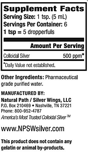 Natural Path Silver Wings Colloidal Silver 500PPM, Amber Brown Liquid Immune Support, 1 Fl Oz (Pack of 1) - Image 5
