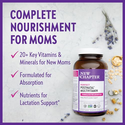 New Chapter, Postnatal Vitamins Lactation Supplement, Complete Multivitamin with Fermented Vitamin D3 + B Vitamins, Made with Organic Vegetables & Herbs, Non-GMO Ingredients, 96 Count - Image 4