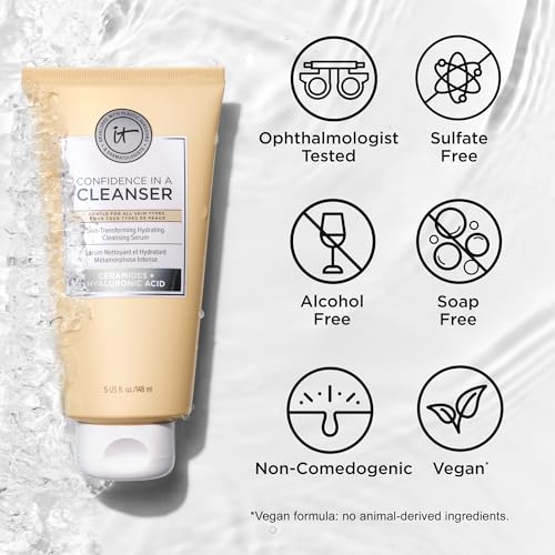 IT Cosmetics Confidence in a Cleanser - Hydrating Face Wash With Hyaluronic Acid & Ceramides - Supports Skin Barrier - Removes Makeup, Oil, and SPF - All Skin Types - Image 5