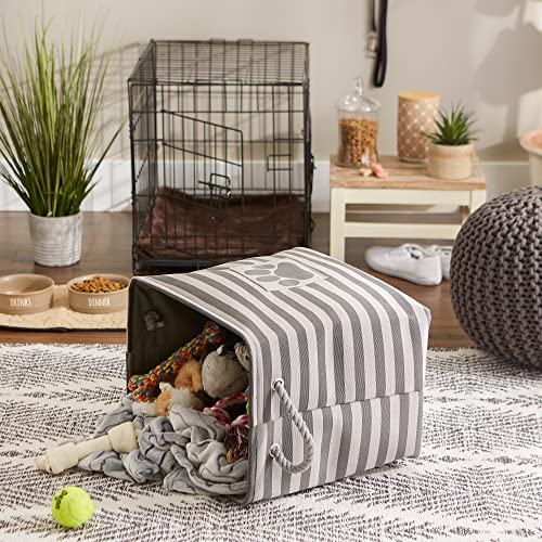 Bone Dry Pet Storage Collection Striped Paw Patch Bin, Large Rectangle, Gray - Image 6