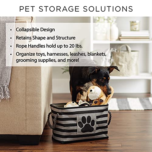 Bone Dry Pet Storage Collection Striped Paw Patch Bin, Large Rectangle, Gray - Image 8