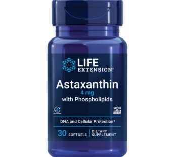 Life Extension Astaxanthin with Phospholipids 4 mg – For Eye & Heart Health + Metabolic & Cardiovascular Health – Supports Inflammatory & Immune Response – Gluten Free, Non-GMO – 30 Softgels