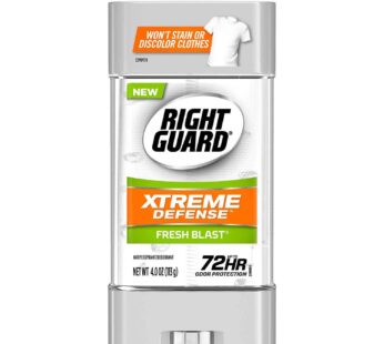 Right Guard Xtreme Defense 5 Antiperspirant Deodorant Gel, Fresh Blast, 4 Ounces (Pack of 6)