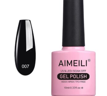 AIMEILI Soak Off U V LED Black Gel Nail Polish – Blackpool (007) 10ml