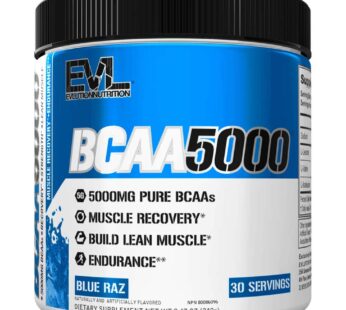 Evlution EVL BCAAs Amino Acids Powder – BCAA Powder Post Workout Recovery Drink and Stim Free Pre Workout Energy Drink Powder – 5g Branched Chain Amino Acids Supplement for Men – Blue Raz