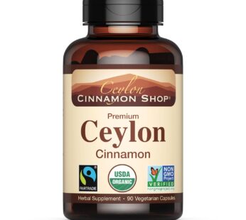 Ceylon Cinnamon Shop Organic Ceylon Cinnamon (100% Certified) Supplement, 90 Capsules
