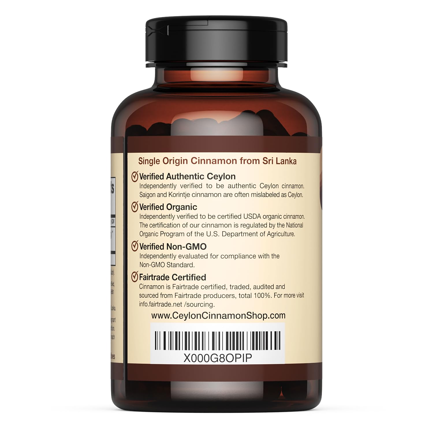 Ceylon Cinnamon Shop Organic Ceylon Cinnamon (100% Certified) Supplement, 90 Capsules - Image 2