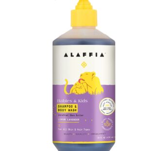 Alaffia Babies and Kids Shampoo and Body Wash, Gentle and Calming Support for Soft Hair and Skin with Shea Butter, Neem, and Coconut Oil, Fair Trade, Lemon Lavender