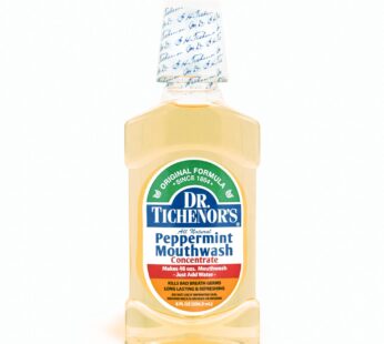 Dr. Tichenor’s Peppermint Mouthwash Concentrate – Oral Rinse for Bad Breath and Oral Health with a Minty Punch for Soothing Relief of Minor Sore Throat Irritation – 8 Ounce (Pack of 1)