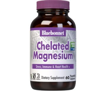 Bluebonnet Nutrition Albion Chelated Magnesium Vegetable Capsule, 200 mg, Stress Relief, Vegan, Non GMO, Gluten Free, Soy Free, Milk Free, Kosher, 60 Vegetable Capsule, 1 Month Supply
